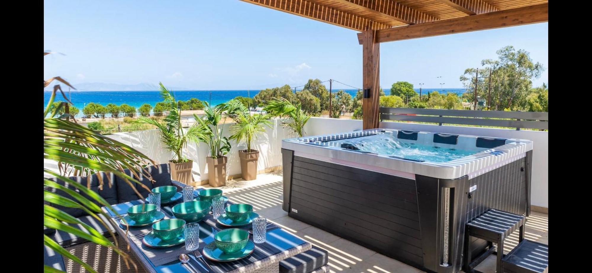 Odyssea Top View & Hot Jacuzzi Front Beach Kremastí Esterno foto